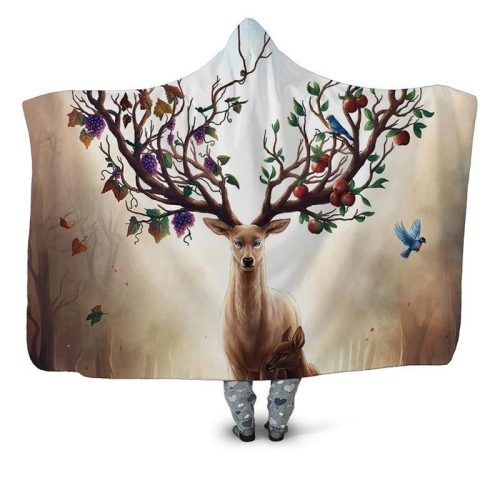 Deer Antlers in Seasons Blanket Hoodie